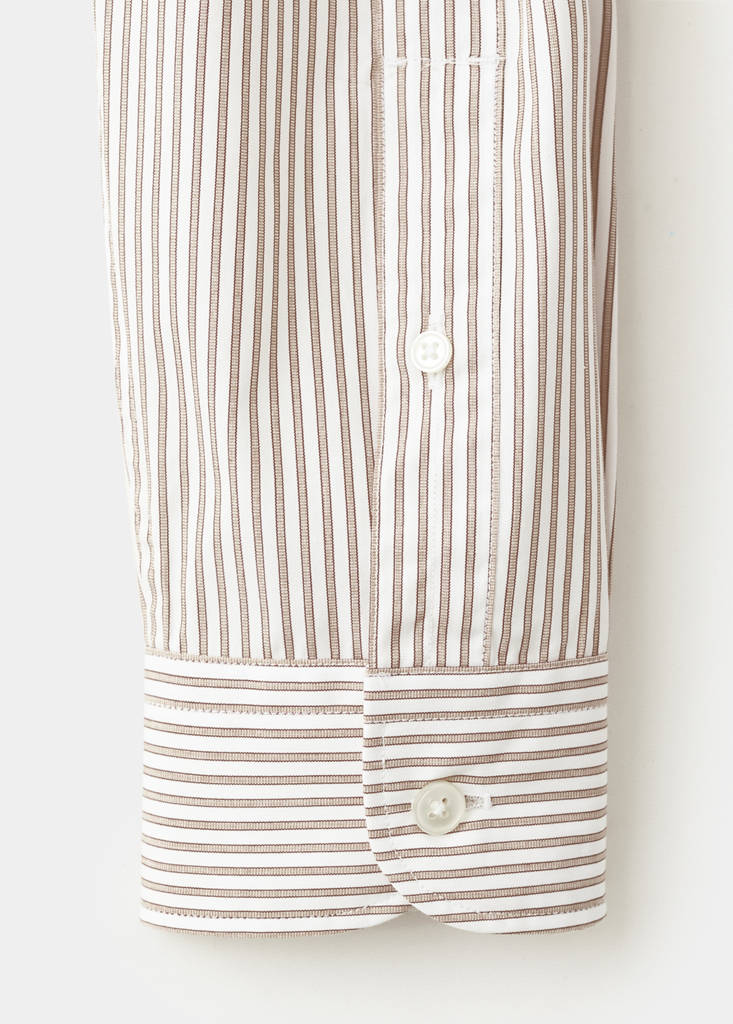 Regular fit striped cotton shirt — Medium Brown
