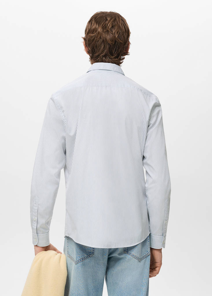 Regular fit striped cotton shirt — Sky Blue