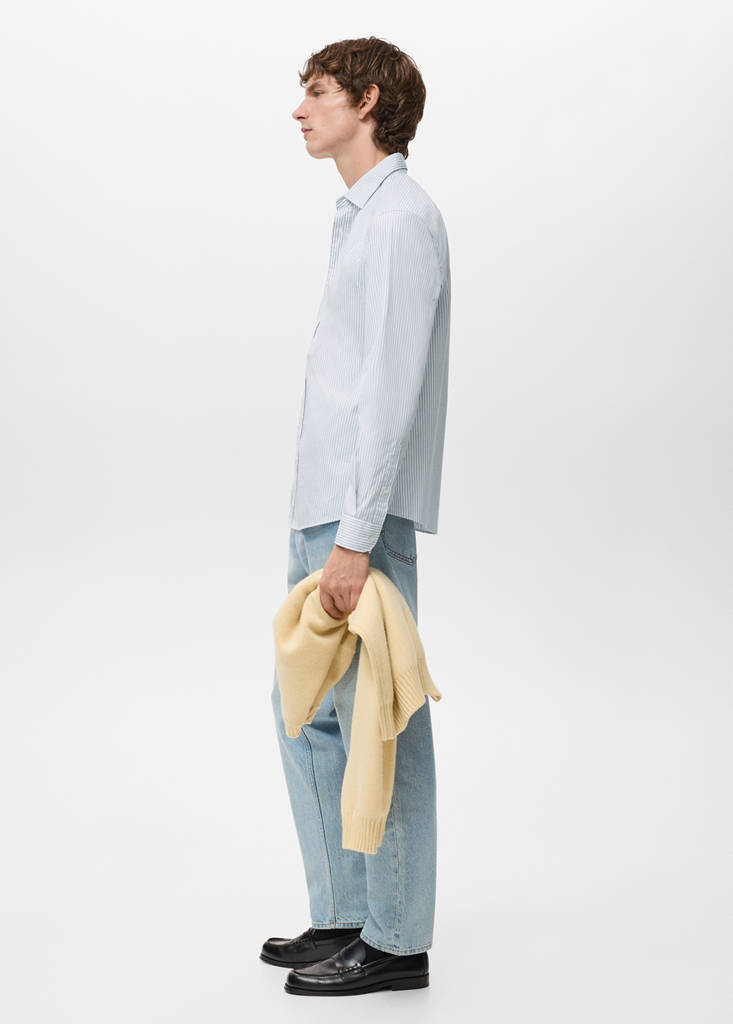 Regular fit striped cotton shirt — Sky Blue