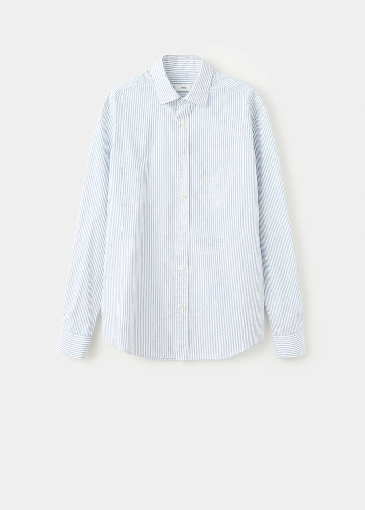 Regular fit striped cotton shirt — Sky Blue