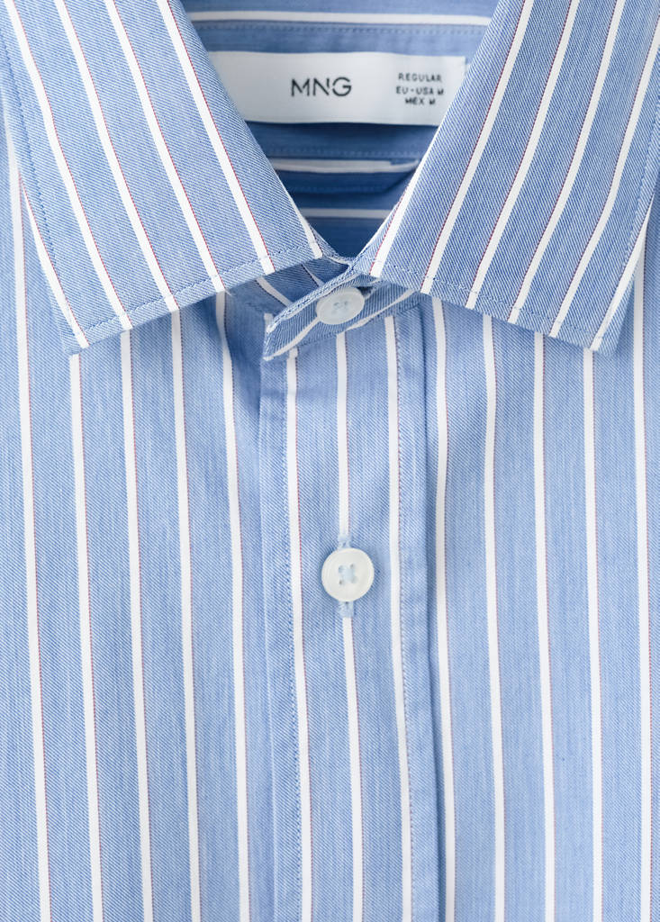 Regular fit striped cotton shirt — Blue