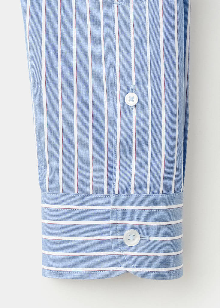 Regular fit striped cotton shirt — Blue