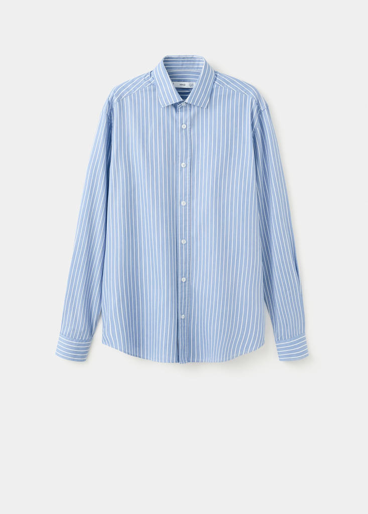 Regular fit striped cotton shirt — Blue