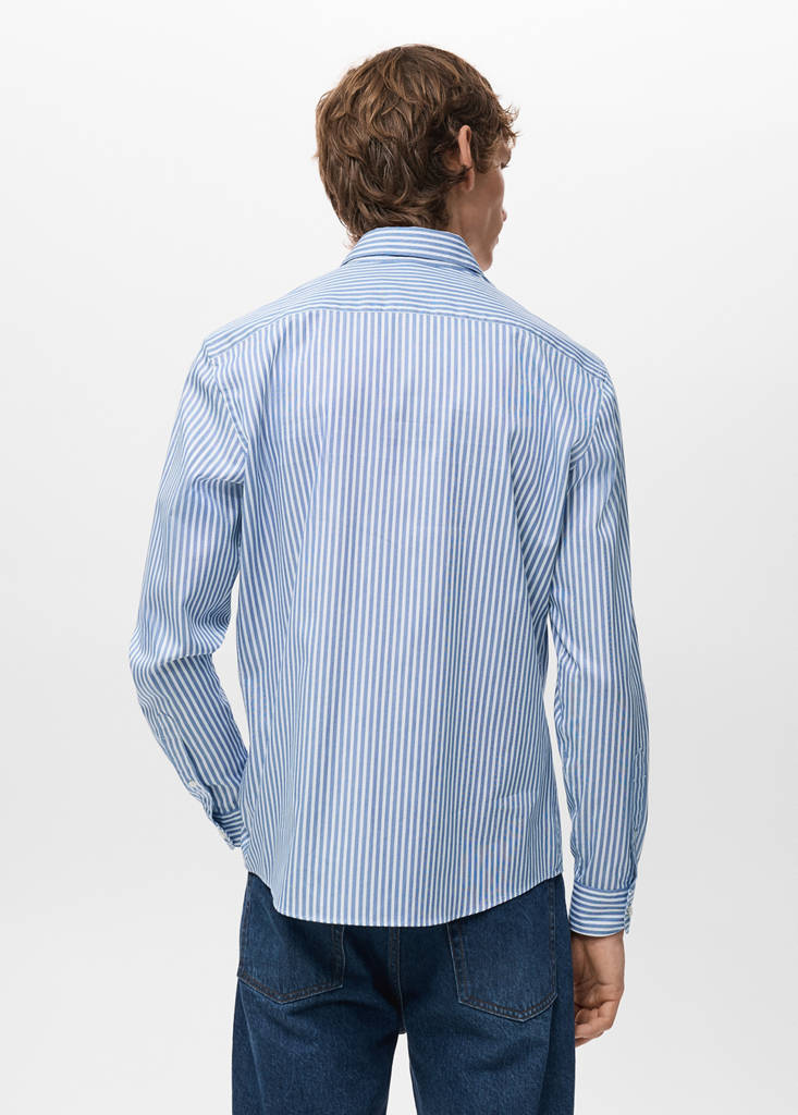 Regular fit striped cotton shirt — Ink Blue