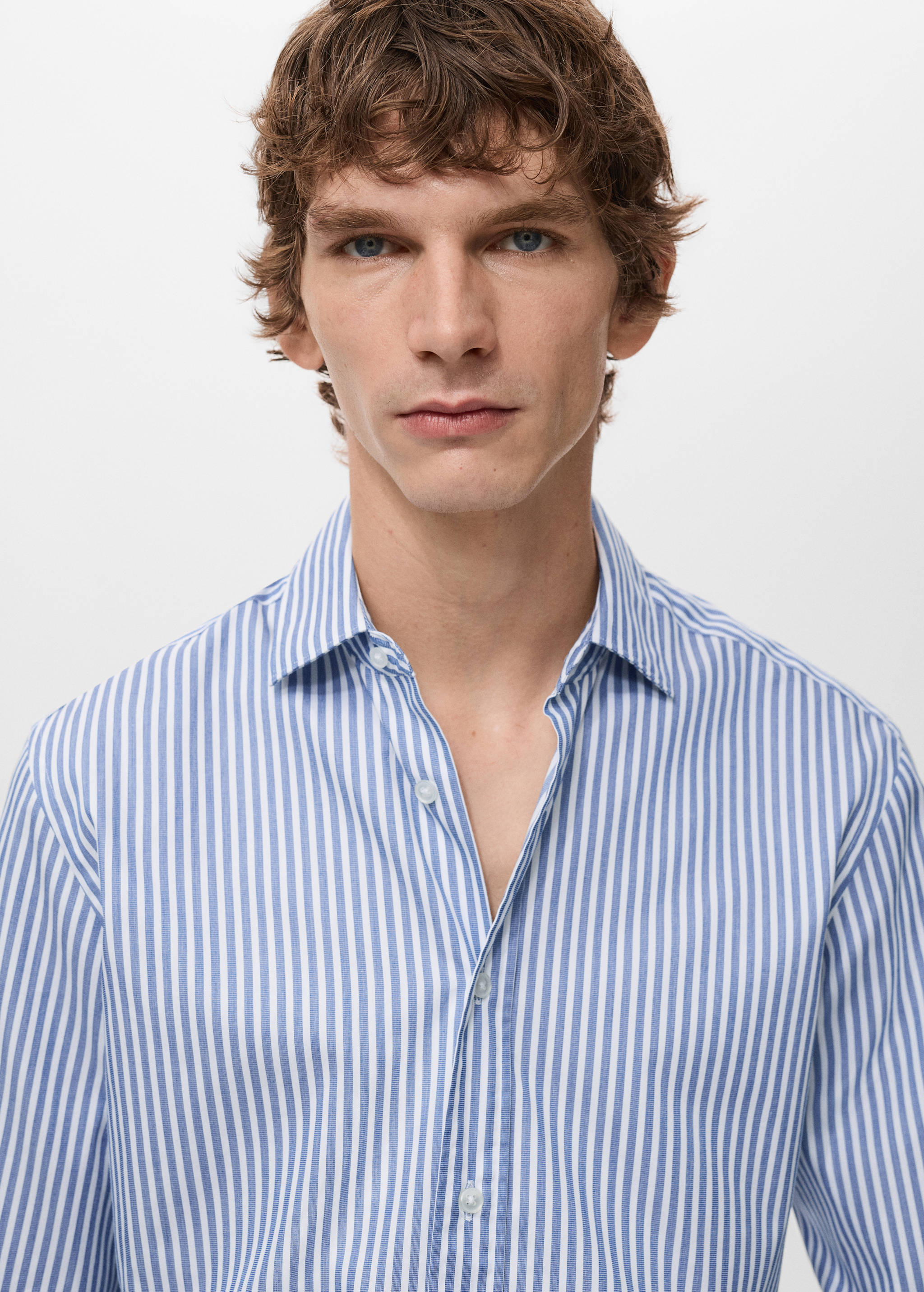 常规版型条纹棉质衬衫 - null