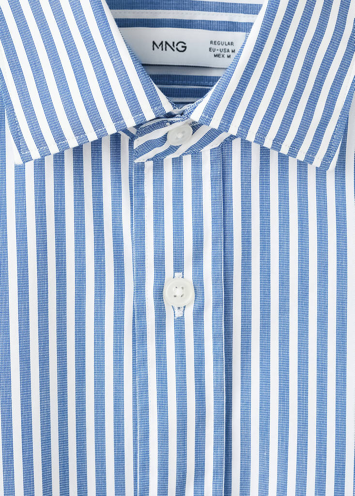 Regular fit striped cotton shirt — Ink Blue