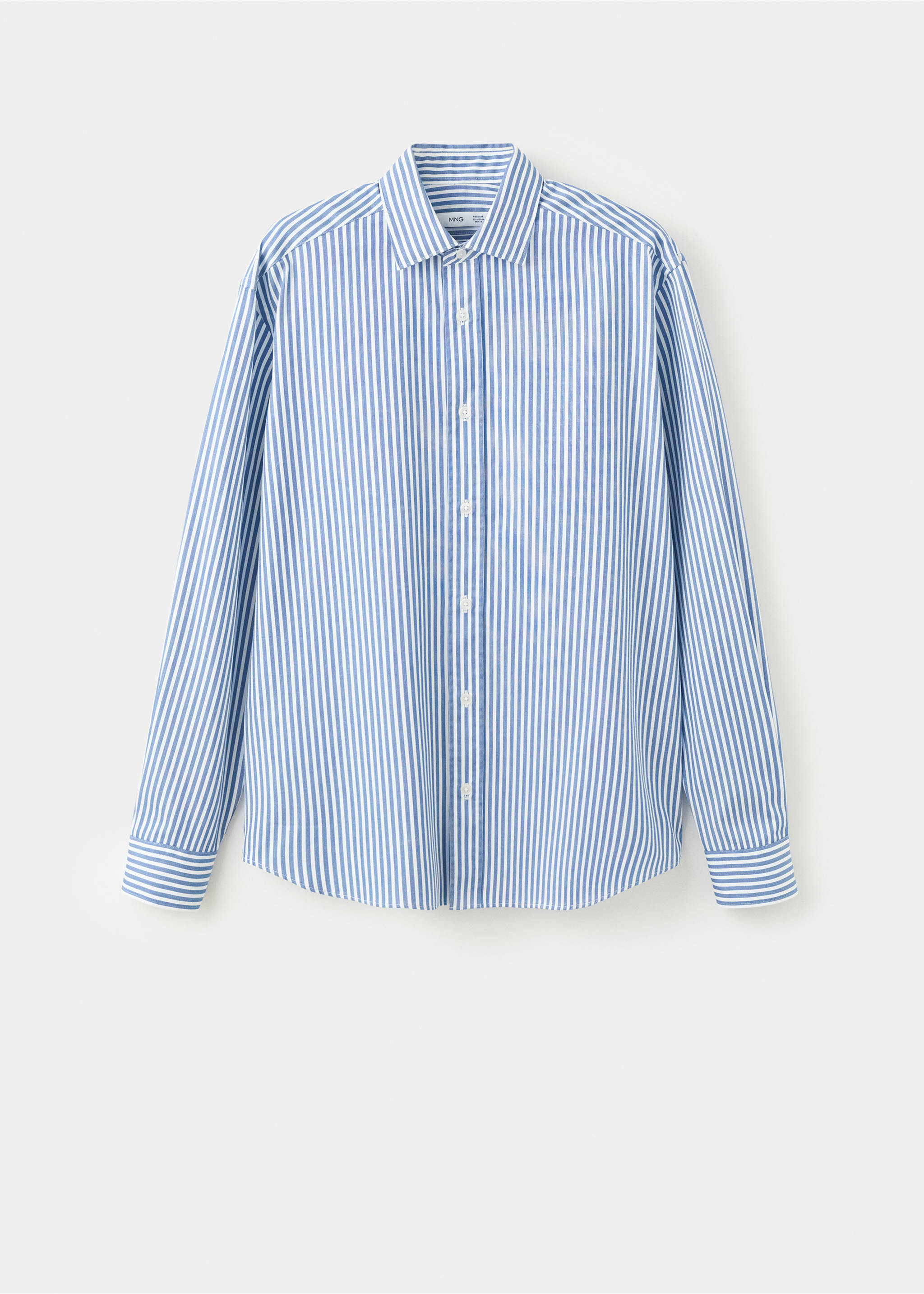 Regular fit striped cotton shirt - Article without model, Ink Blue. Ref: 27061231-00.