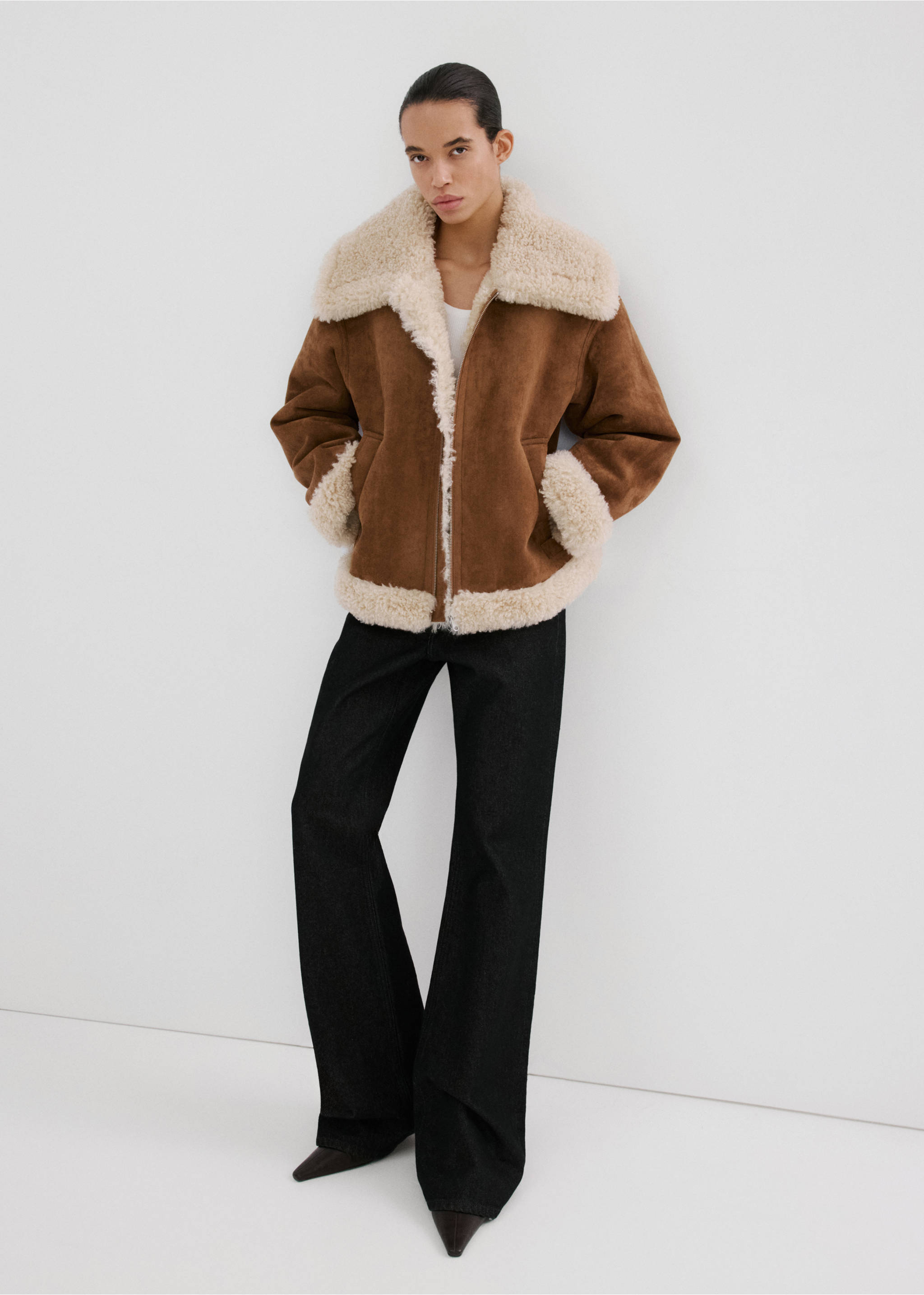 Double-faced shearling jacket - General plane, Brown. Ref: 27061232-00.