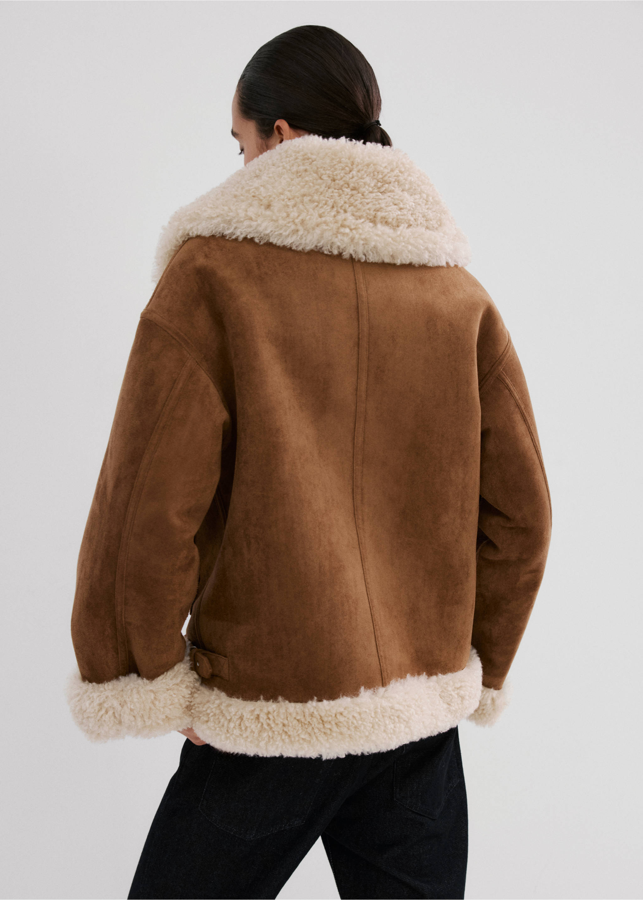 Double-faced shearling jacket - Reverse of the article, Brown. Ref: 27061232-00.