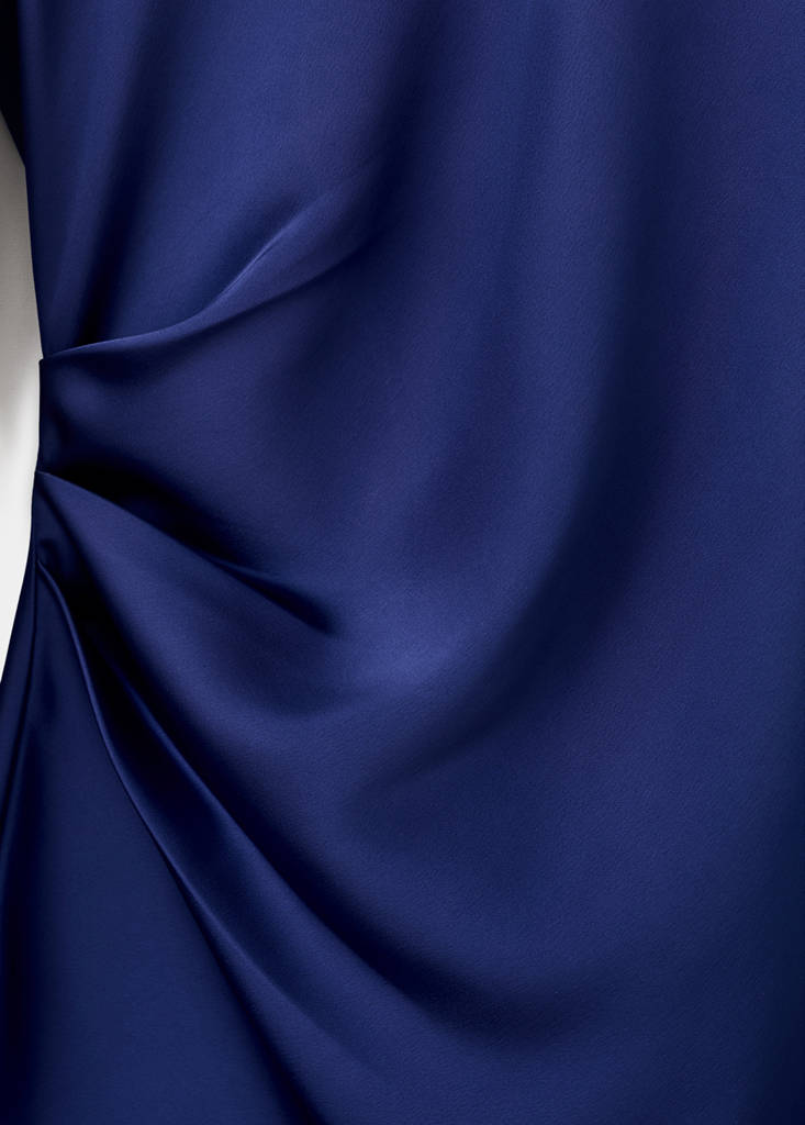 Satin dress with pleat detail — Indigo Blue