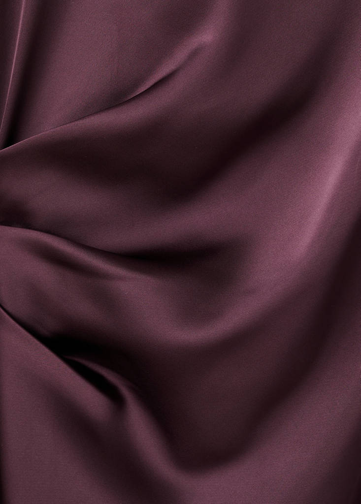 Satin dress with pleat detail — Cherry