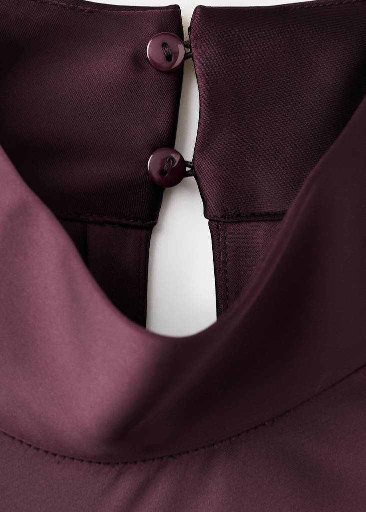 Satin dress with pleat detail — Cherry