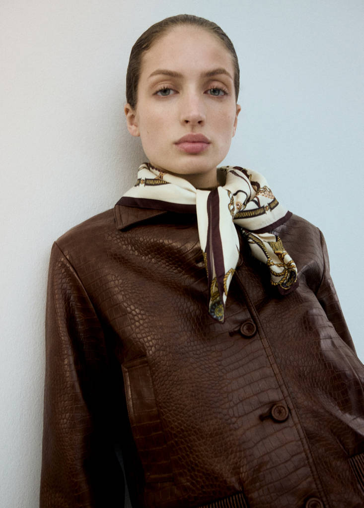 Croc-effect bomber jacket