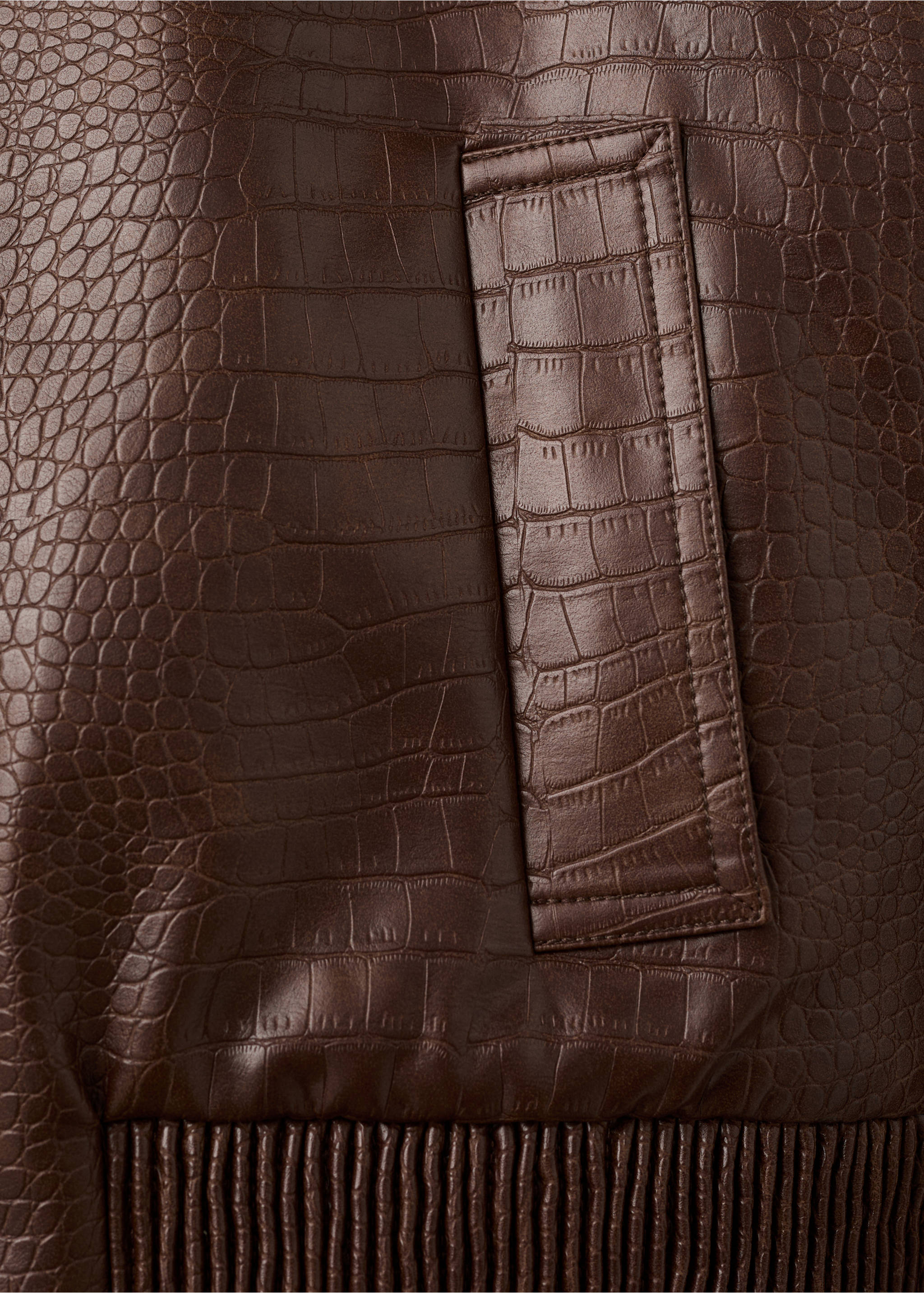 Veste bomber cuir synthétique croco - Détail de l'article 0, Marron. Ref: 27061239-00.