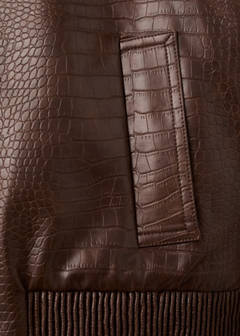 Croc-effect bomber jacket — Brown 8
