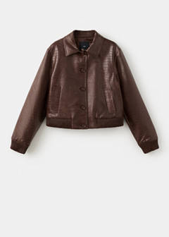 Croc-effect bomber jacket — Brown 6