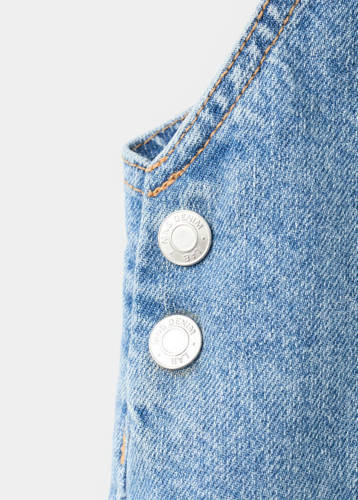 Short denim pinafore — Medium Blue