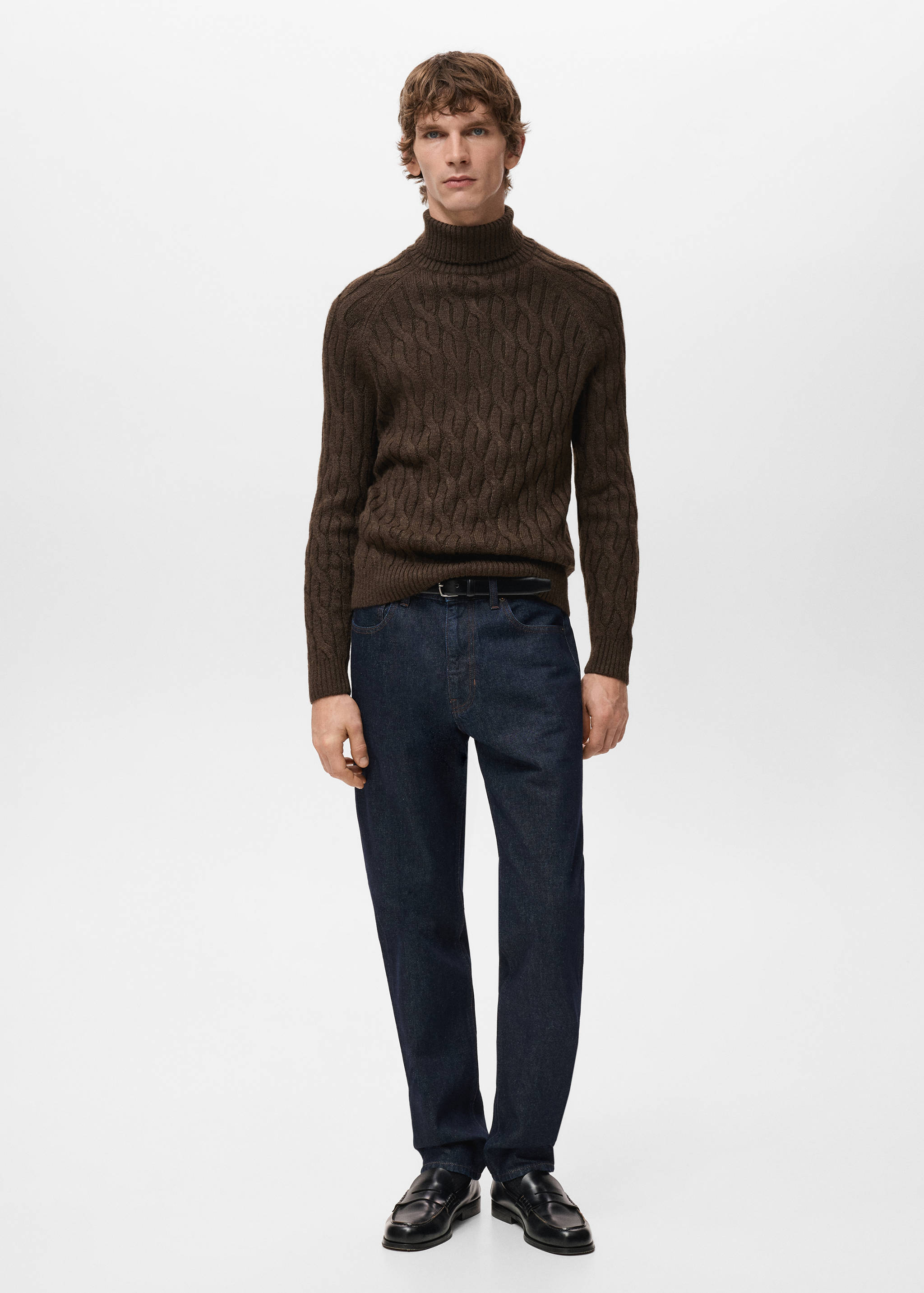 Cable-knit turtleneck sweater - General plane