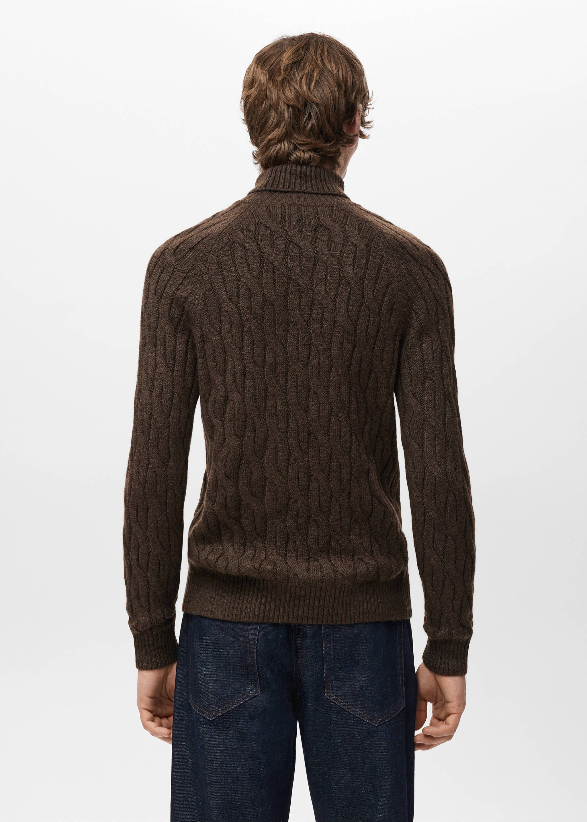 Cable-knit turtleneck sweater - Reverse of the article, Brown. Ref: 27061243-00.
