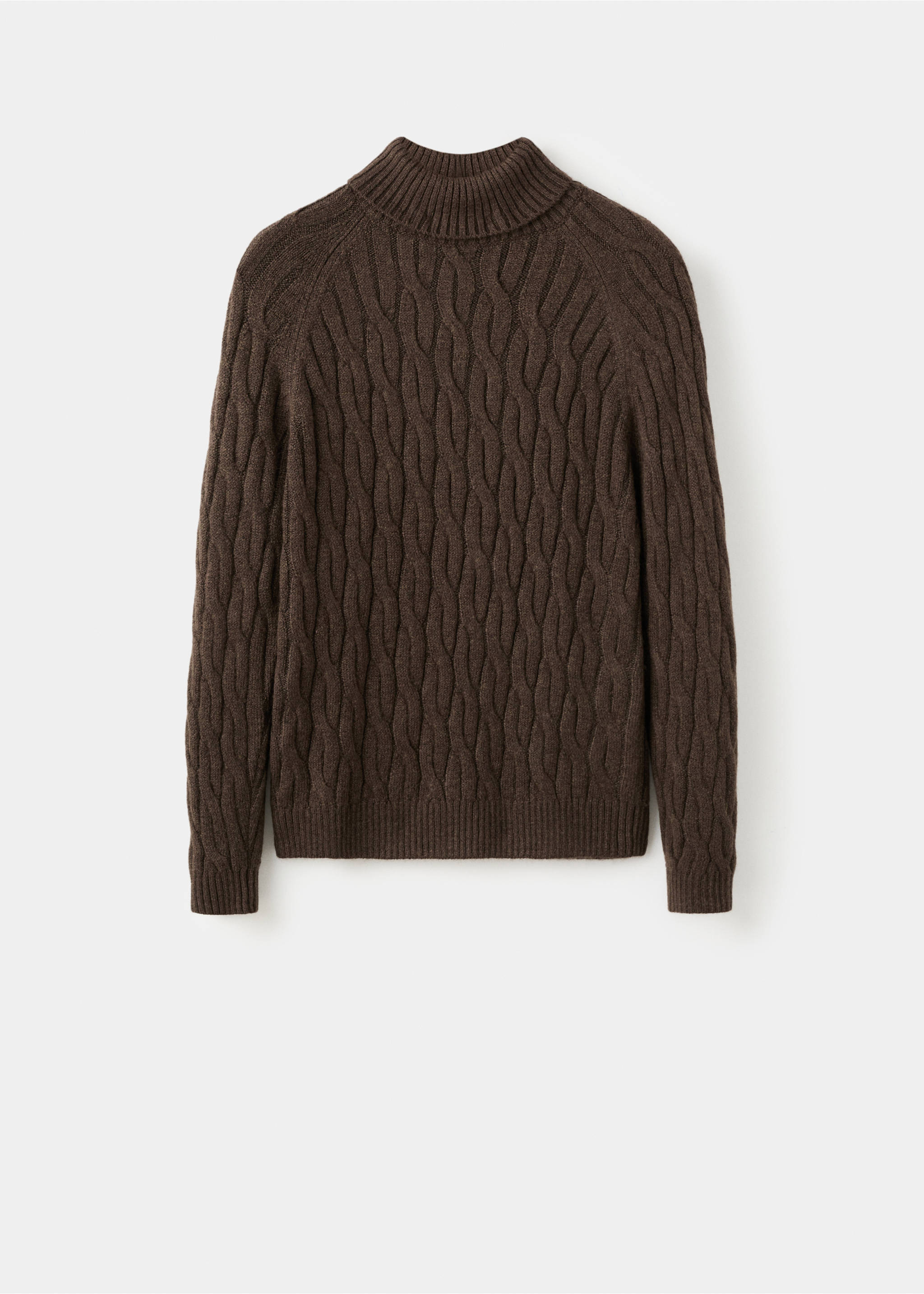 Cable-knit turtleneck sweater - Article without model, Brown. Ref: 27061243-00.