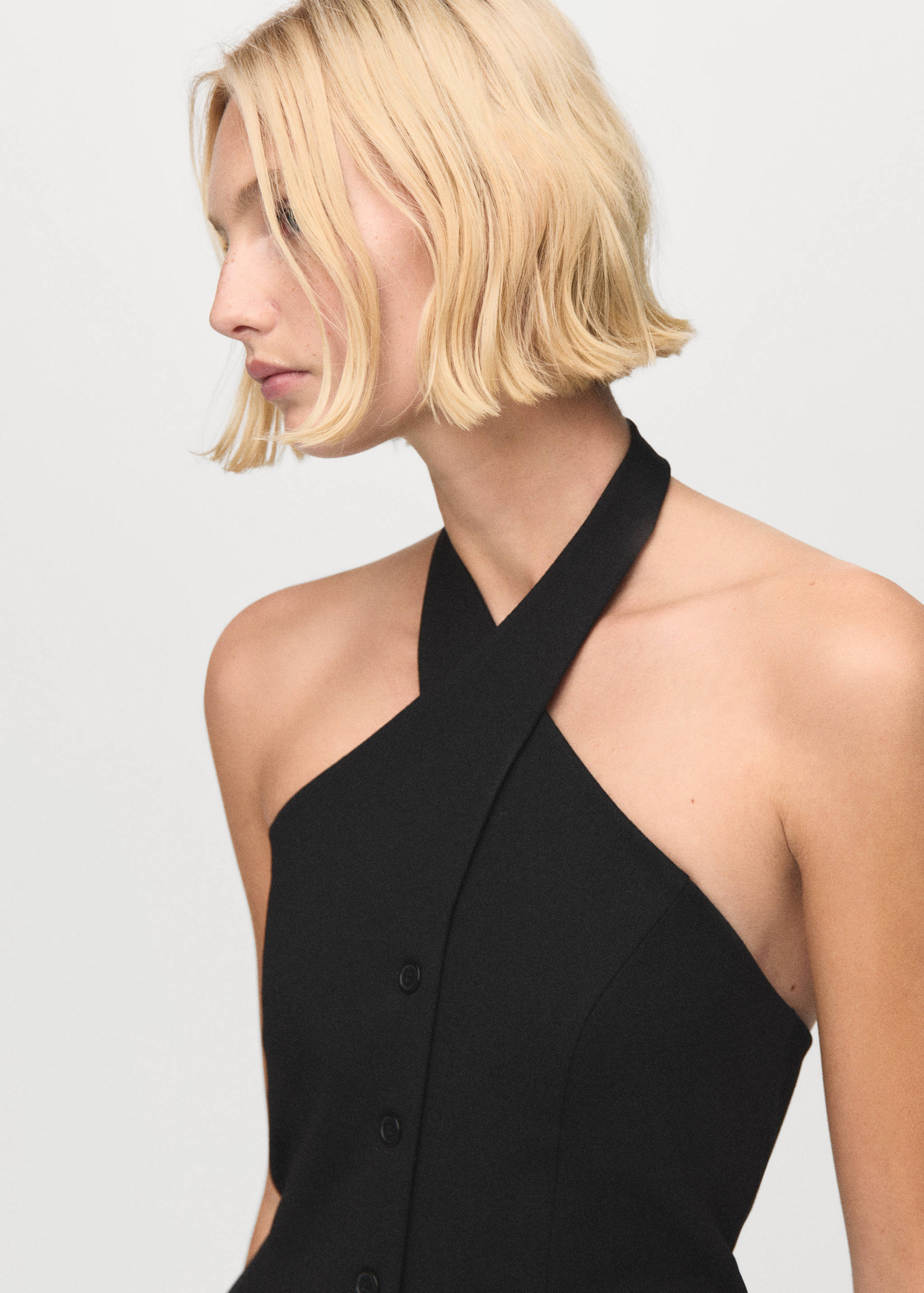 Gilet emmanchures américaines boutons - Plan moyen