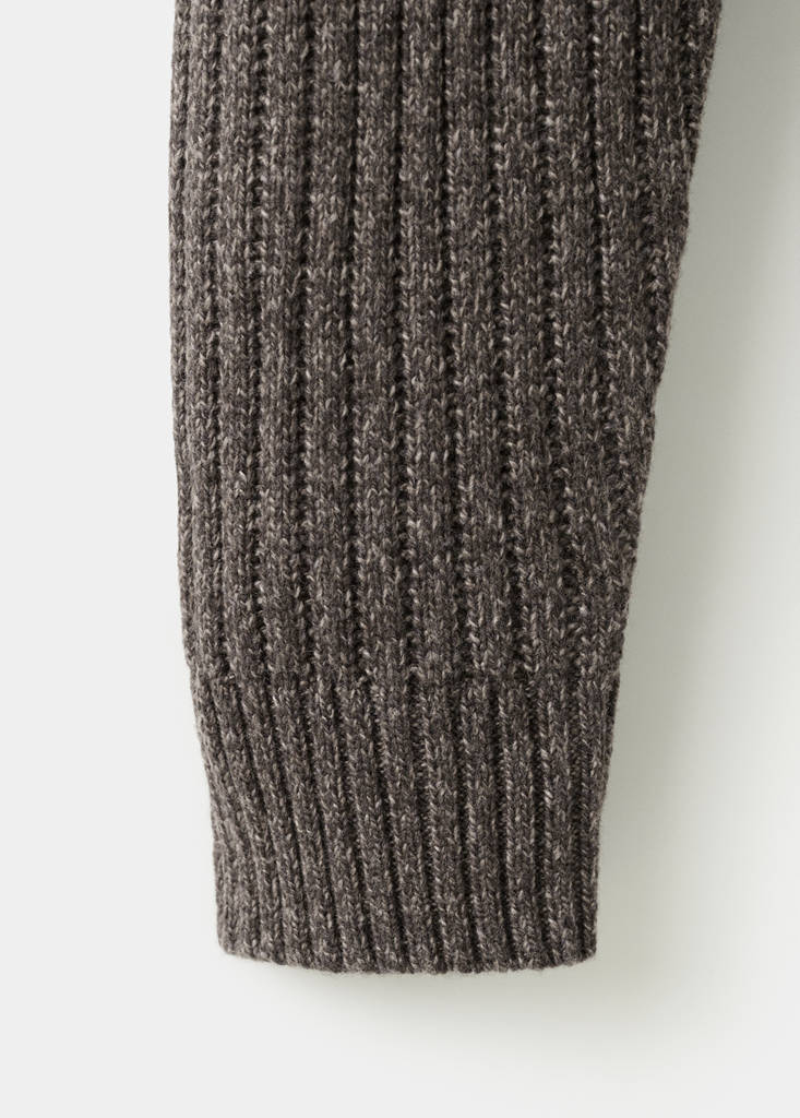 Ribbed-knit cardigan with zip — Chocolate