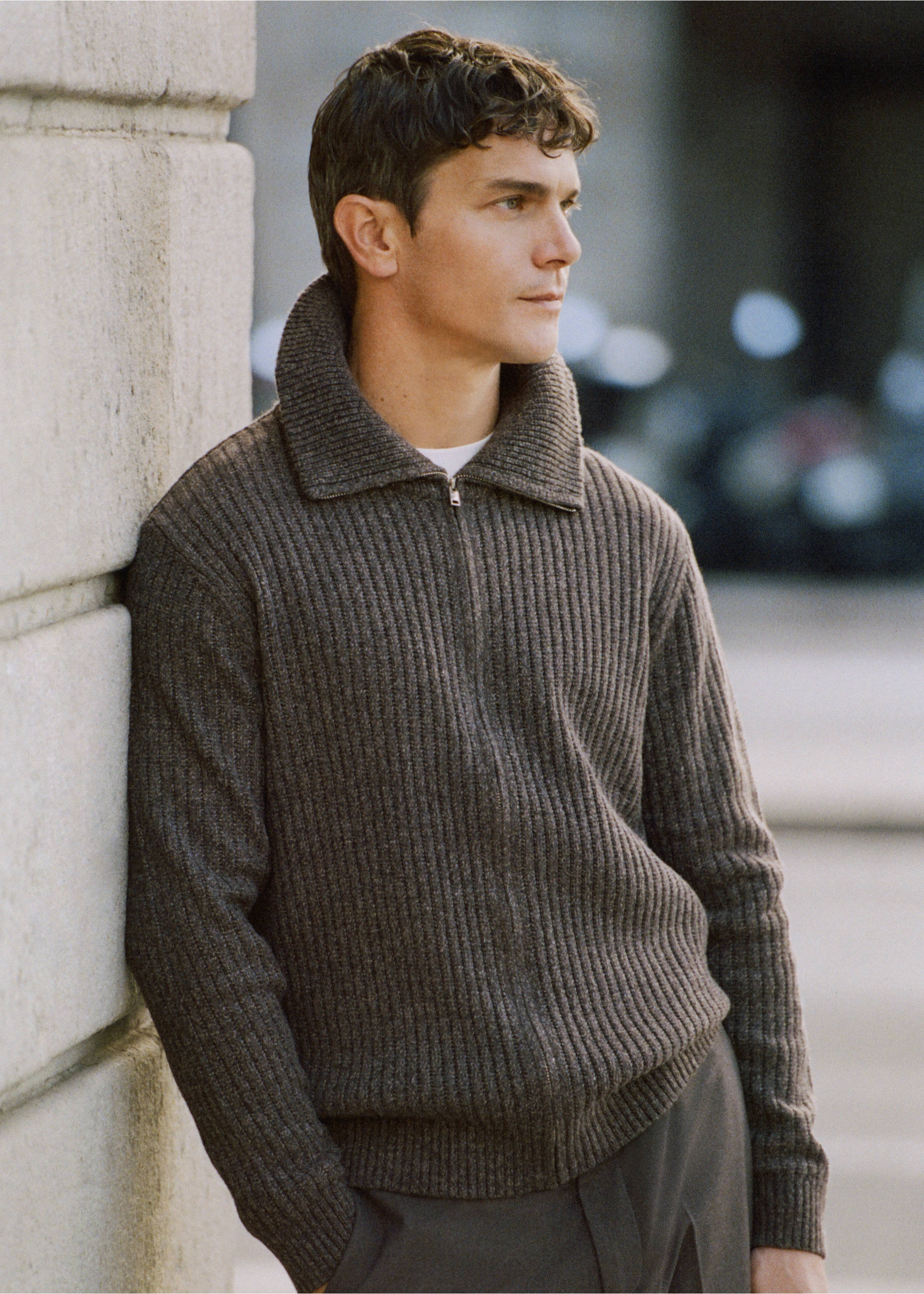 Ribana triko fermuarlı hırka - Ürün detayı 3, Çikolata. Ref: 27061250-00.