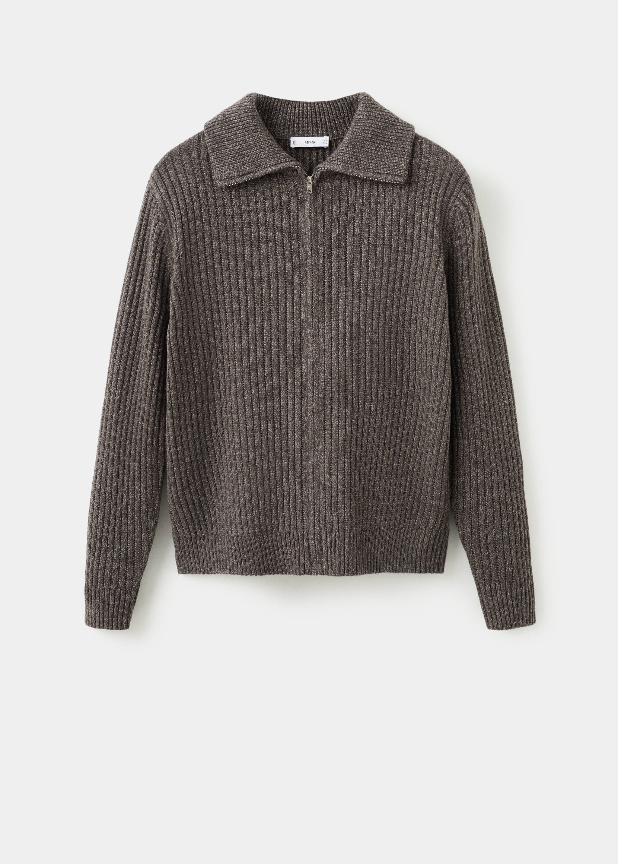 Ribbed-knit cardigan with zip - Article without model