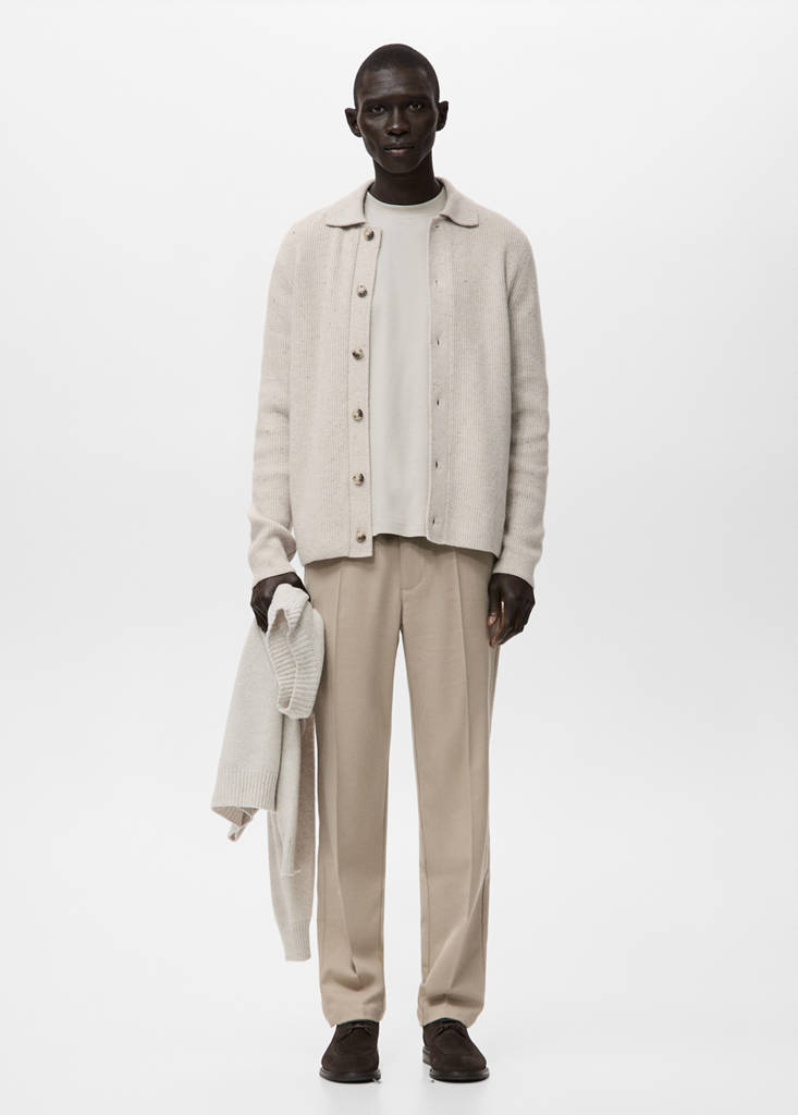 Ribbed knit cardigan — Light/Pastel Grey