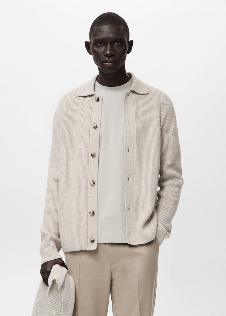 Ribbed knit cardigan — Light/Pastel Grey