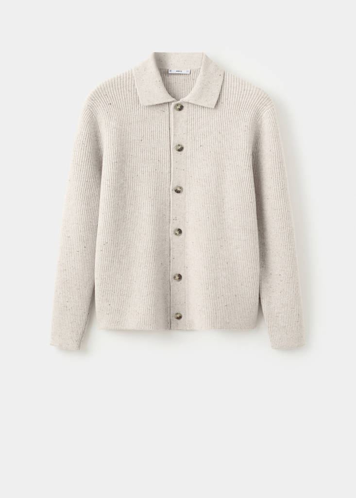 Ribbed knit cardigan — Light/Pastel Grey
