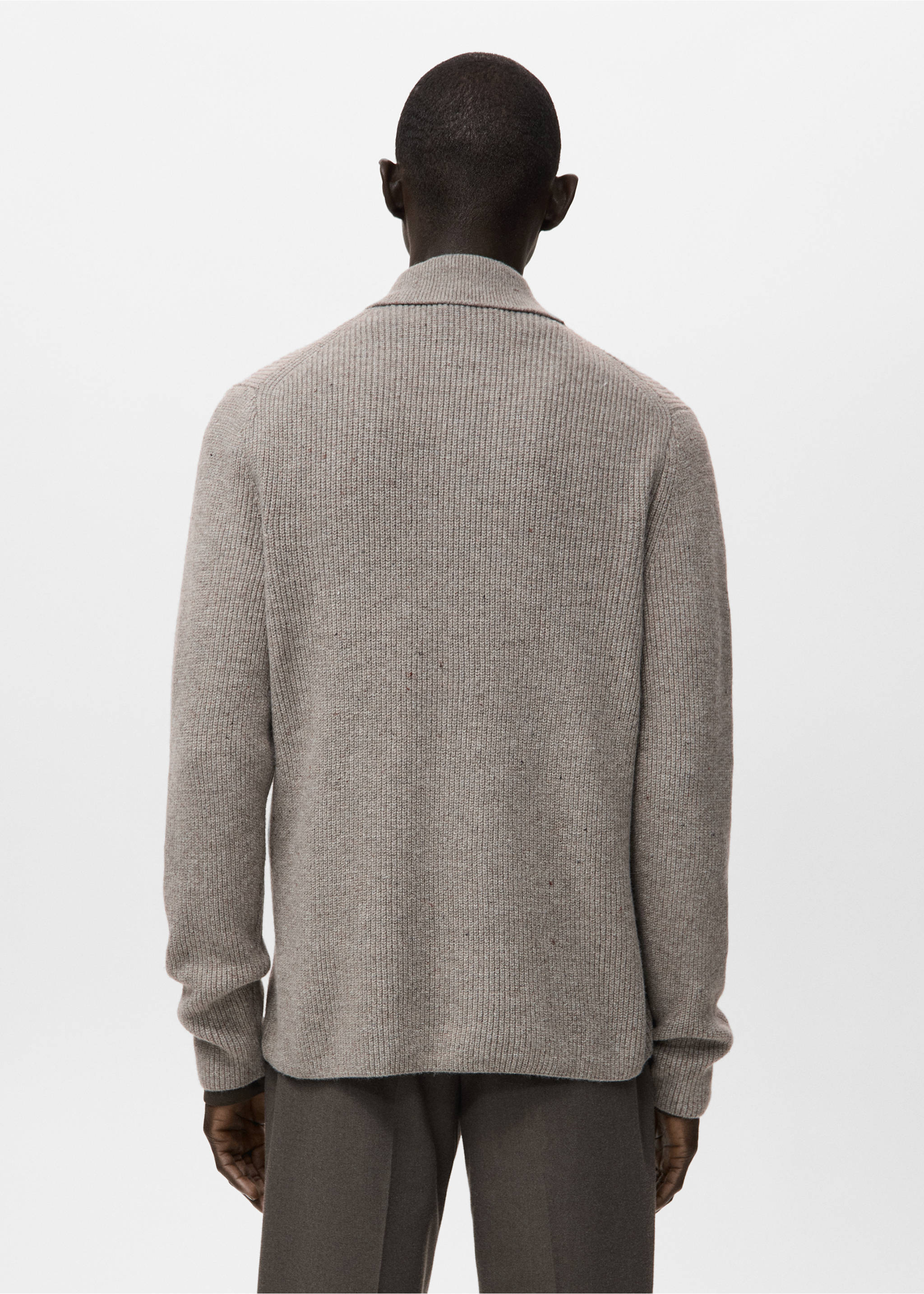 Cárdigan punto canalé - Reverso del artículo, Marrón medio. Ref: 27061251-00.