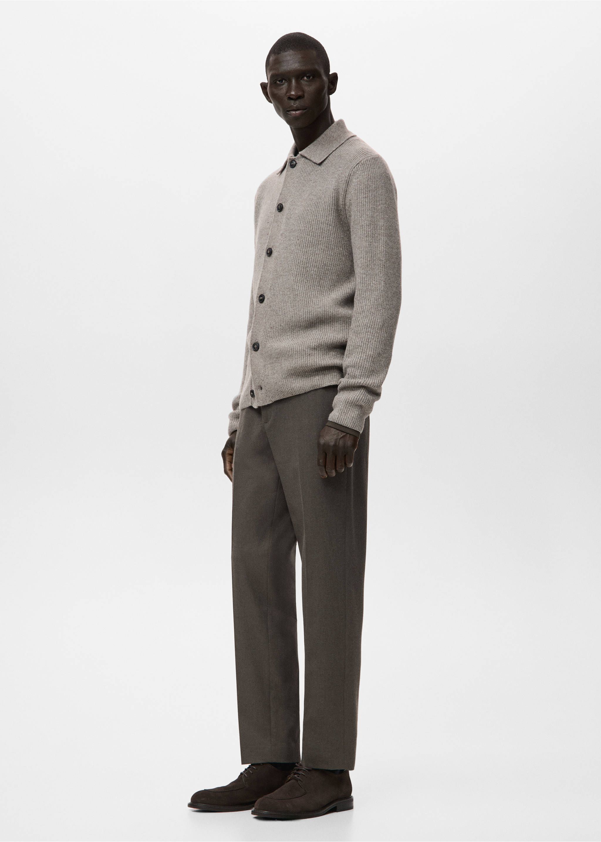 Cárdigan punto canalé - Detalle del artículo 2, Marrón medio. Ref: 27061251-00.