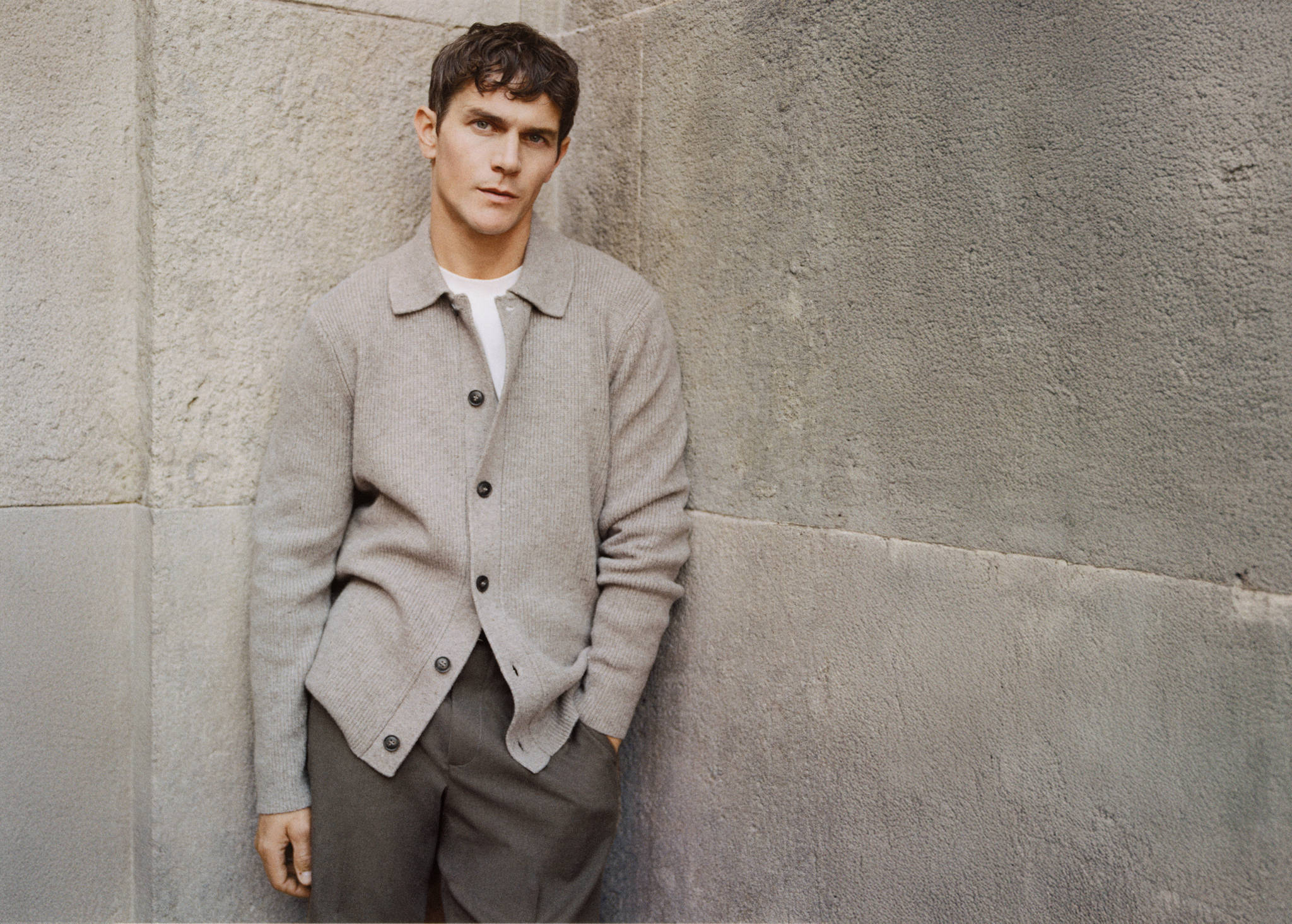 Ribbed knit cardigan - Panoramic plane