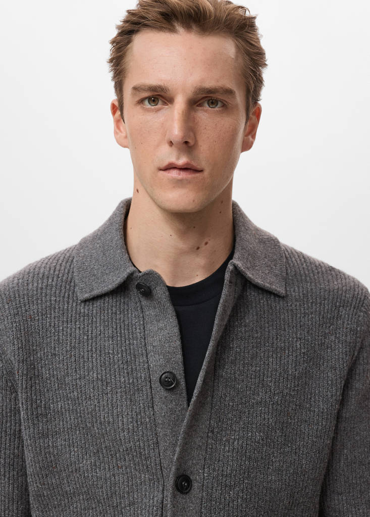 Ribbed knit cardigan — Medium Heather Grey
