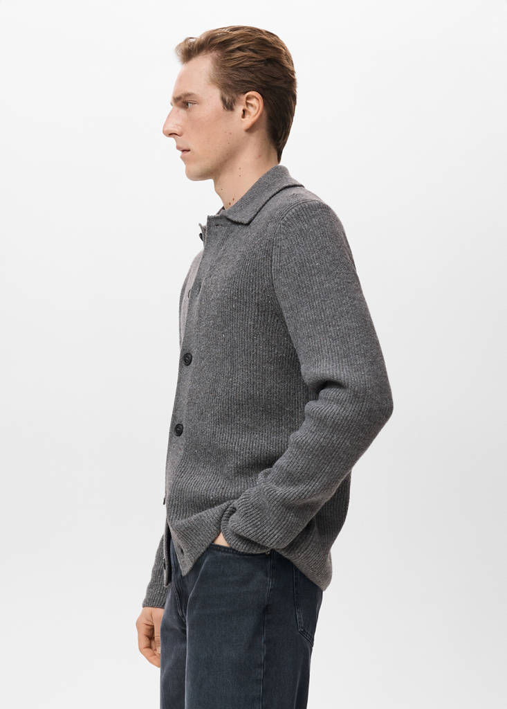 Ribbed knit cardigan — Medium Heather Grey