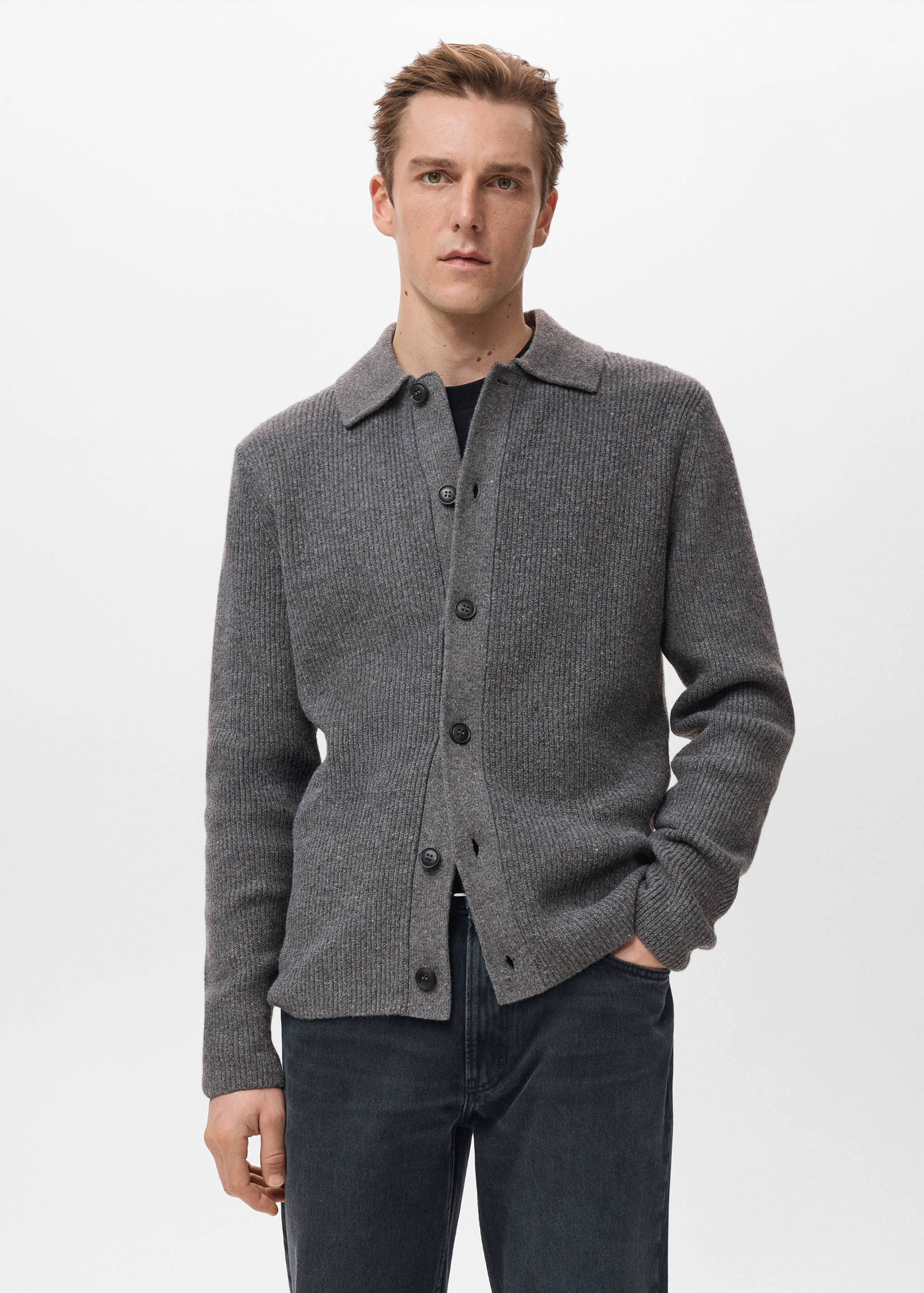 Ribbed knit cardigan - Medium plane