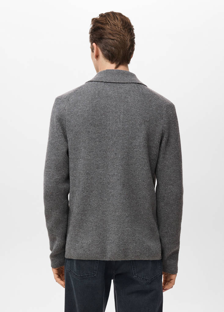 Ribbed knit cardigan — Medium Heather Grey
