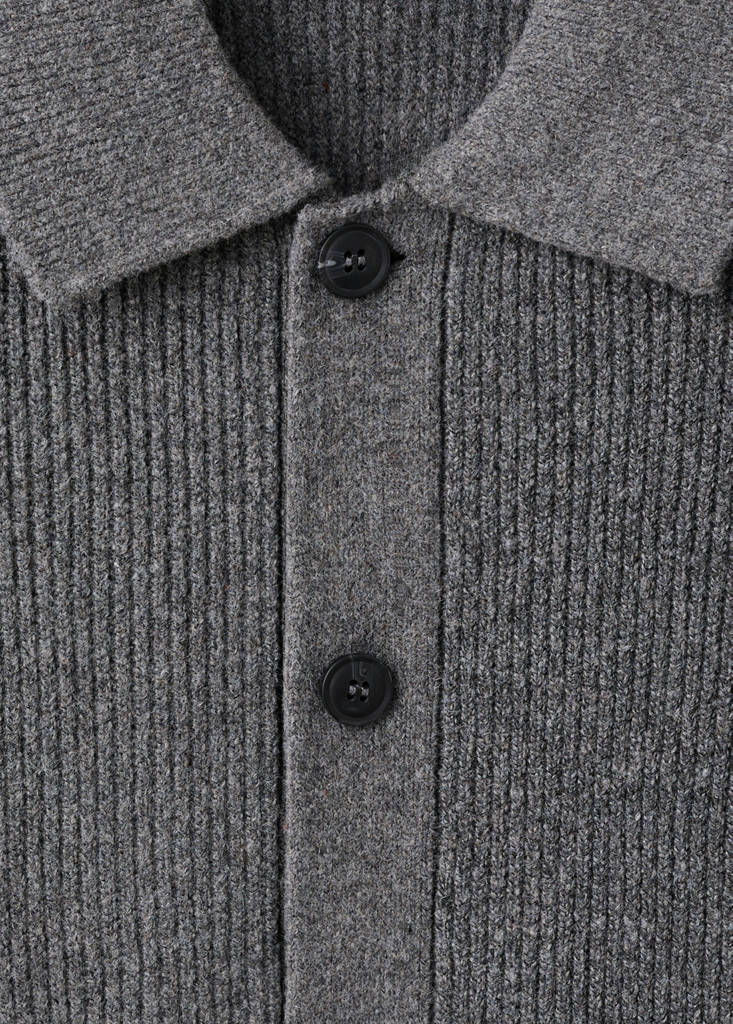 Ribbed knit cardigan — Medium Heather Grey