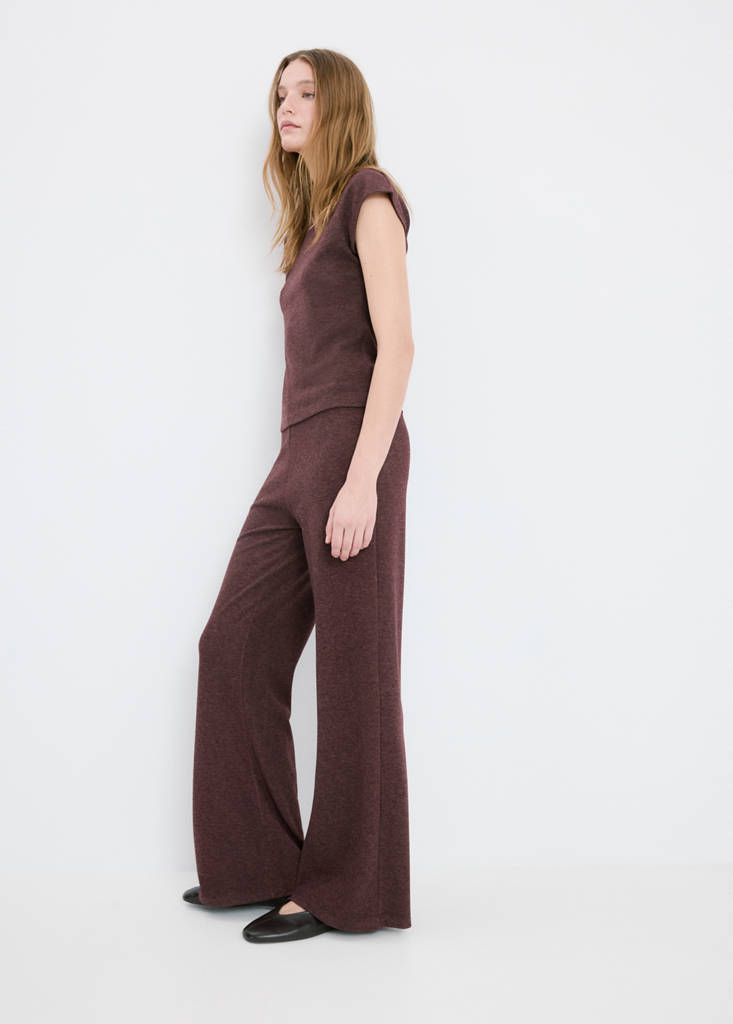 Knitted trousers with elastic waistband — Burgundy