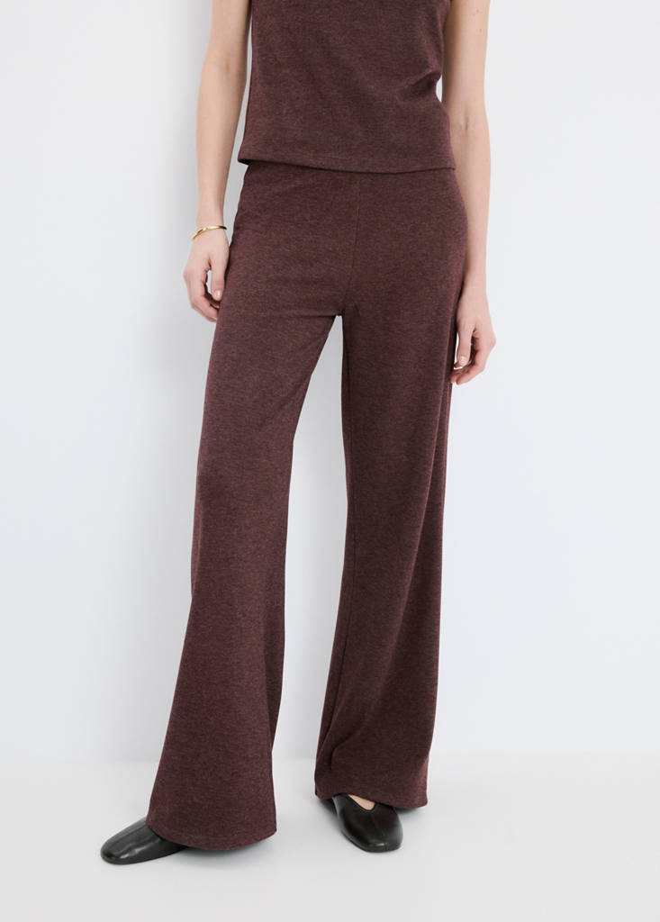 Knitted trousers with elastic waistband — Burgundy