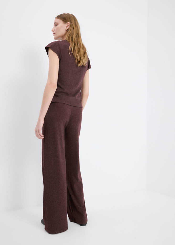Knitted trousers with elastic waistband — Burgundy