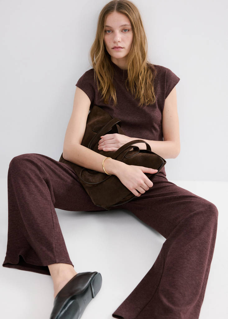 Knitted trousers with elastic waistband — Burgundy