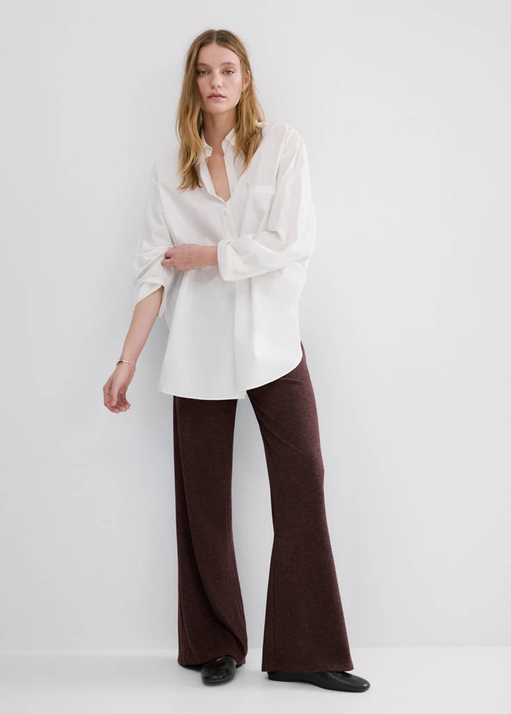 Knitted trousers with elastic waistband — Burgundy