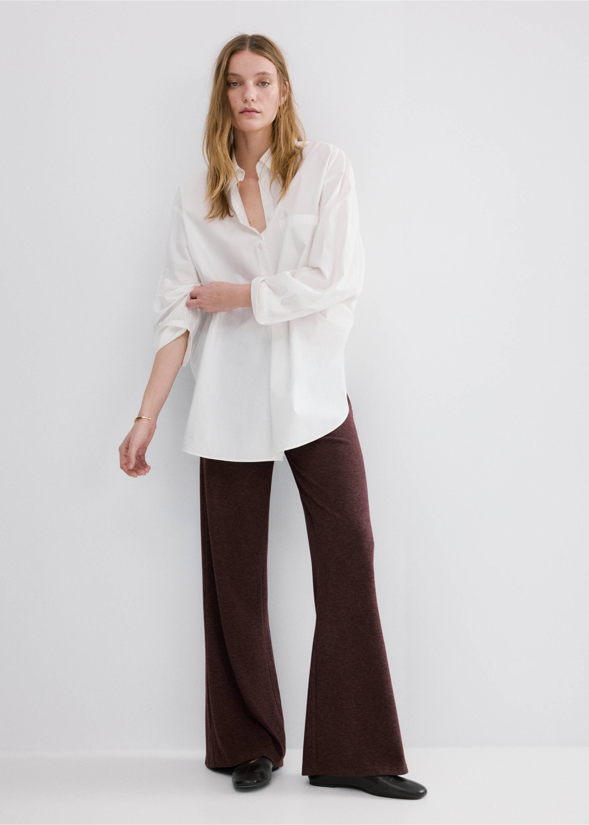 松紧腰带针织裤 - null, 深酒红. Ref: 27061252-00.