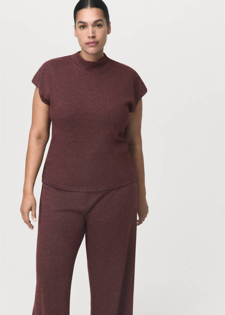 Knitted trousers with elastic waistband — Burgundy