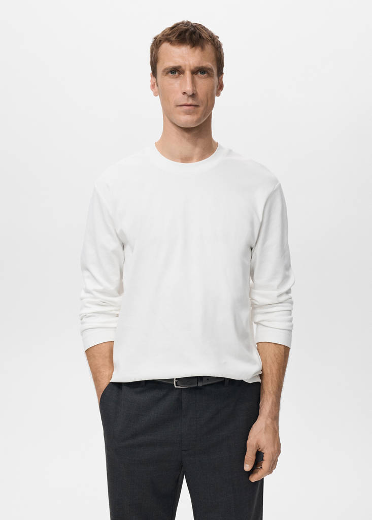 Long sleeve regular fit T-shirt — White