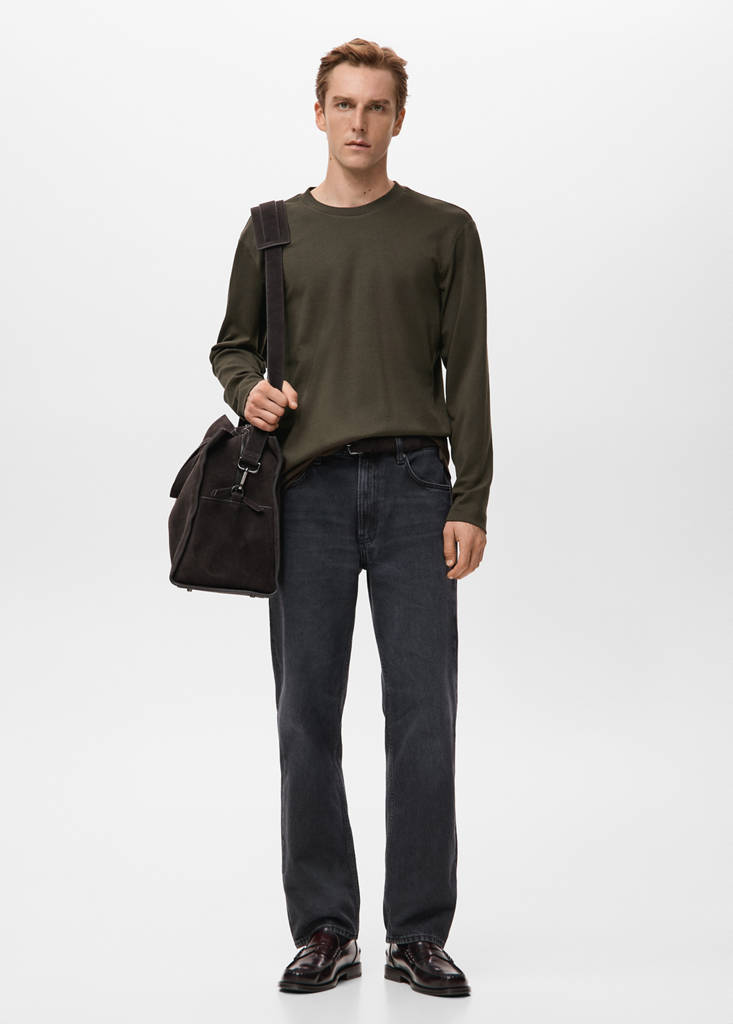 Long sleeve regular fit T-shirt — Chocolate