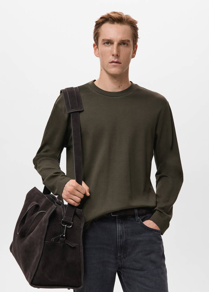 Long sleeve regular fit T-shirt — Chocolate