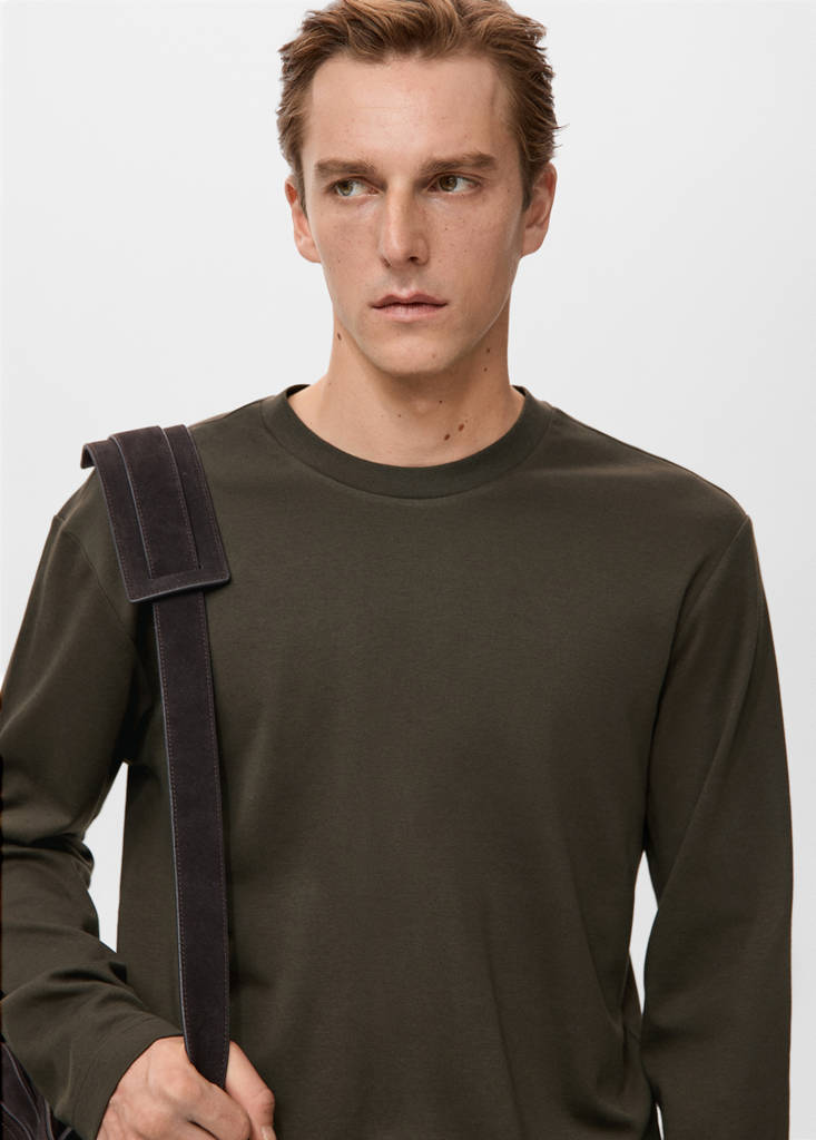 Long sleeve regular fit T-shirt — Chocolate